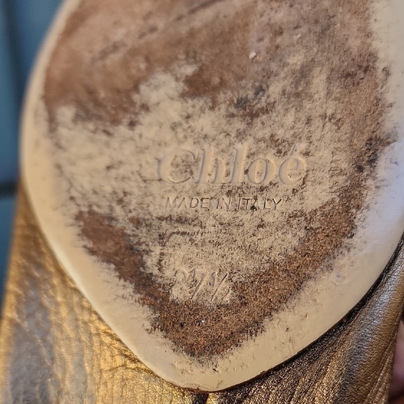 Chloe Leather Grosgrain Trim Beaded Accent Gold Ballet flats 37.5 EU / 7US - Picture 12 of 12